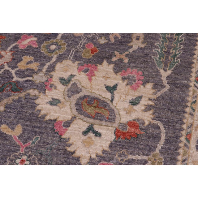 Bohemian Oushak Bird Gray/Beige Wool Rug - 11'11'' X 14'7'' For Sale - Image 4 of 8