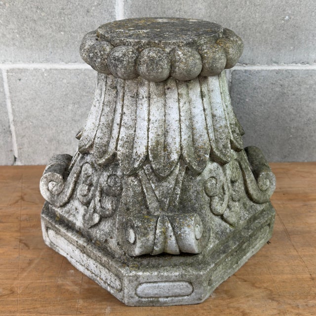 Vintage Architectural Style Hand-Carved Stone Capital, 20th Century For Sale - Image 4 of 12