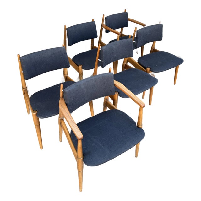 Set of Six Mid-Century Modern Atomic Era Dining Chairs Circa 1960s For Sale