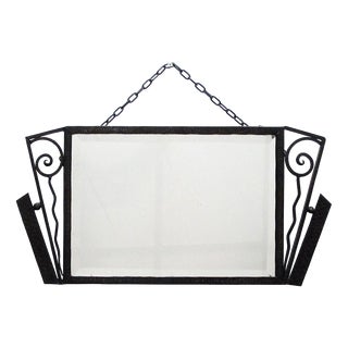 Wall Mirror with Wrought Iron Frame, Belgium, 1930s For Sale