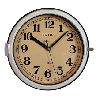 Vintage Beige Ships Wall Clock from Seiko, 1970s For Sale