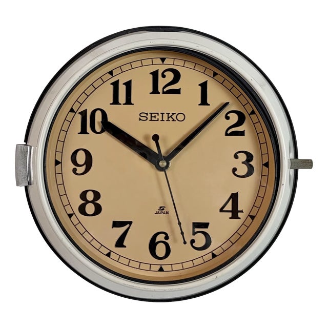 Vintage Beige Ships Wall Clock from Seiko, 1970s For Sale