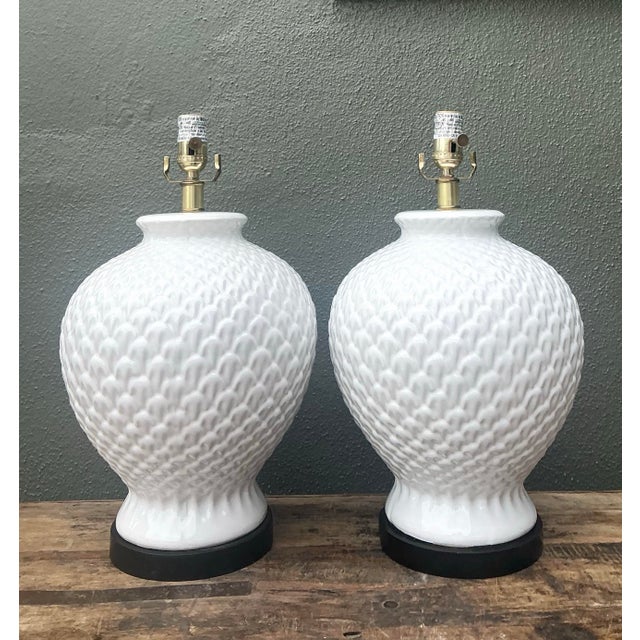 Vintage Ralph Lauren Glazed Ceramic Lamps - A Pair For Sale - Image 11 of 12