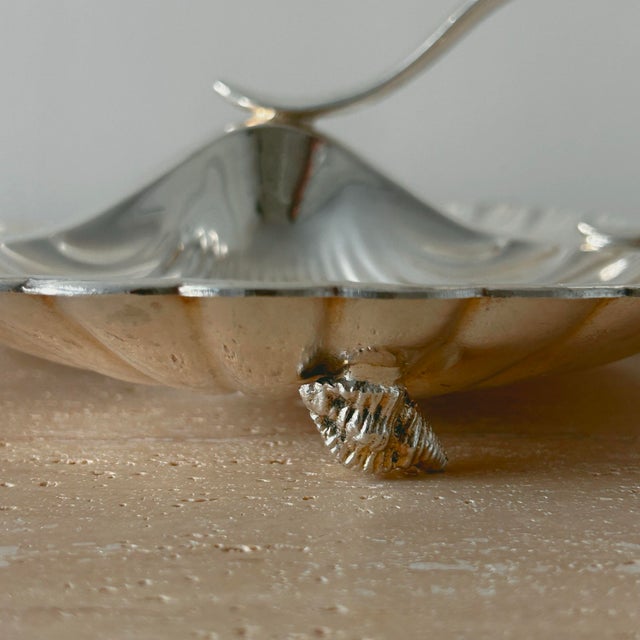 Barker Brothers & Cie Vintage English Silver Plate Shell Serving Tray by Barker Brothers For Sale - Image 4 of 9