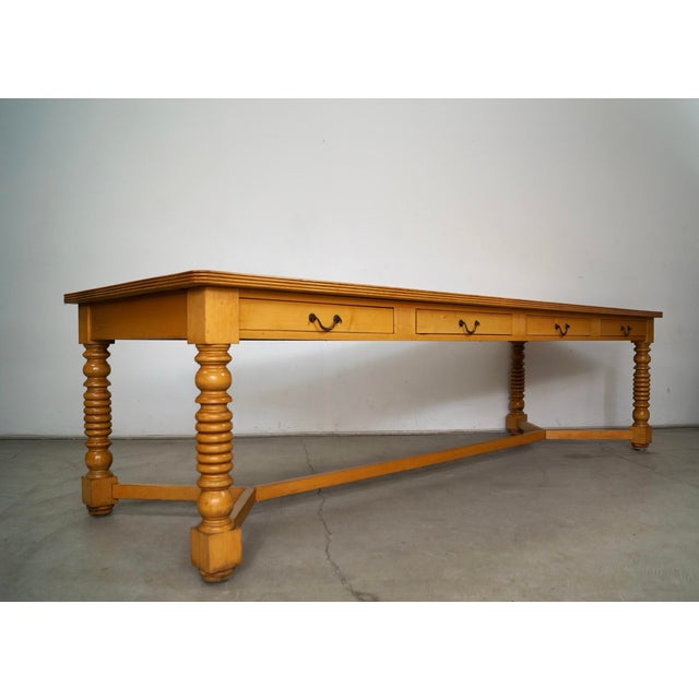 Contemporary 1970’s Long Solid Maple 8-Drawer Farm Table / Dining Table For Sale - Image 3 of 12