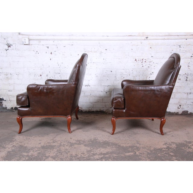 Baker Furniture Brown Leather Lounge Chairs, Pair Chairish