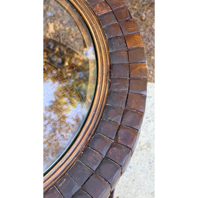 Wood Rustic British Colonial Rattan Style 3 Tiered Round Side Table Attrib. To Maitland-Smith For Sale - Image 7 of 9