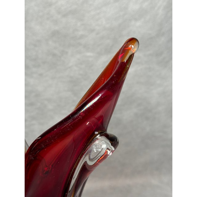 1970s Large Ruby and Amber Art Glass Vase, Former Czechoslovakia, 1970s For Sale - Image 5 of 9