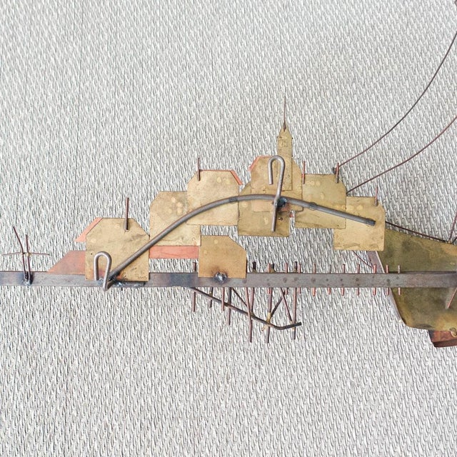 Brutalist Boat with Harbour Village Wall Sculpture by Curtis Jeré for Artisan House, USA, 1970s For Sale - Image 12 of 14