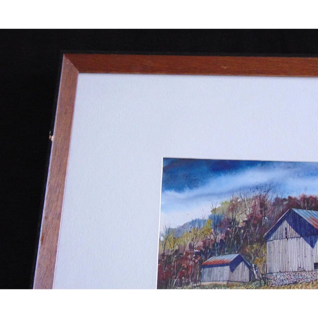 Brown Original Watercolor Painting "Autumn Barn Near Berwick Pennsylvania" 1970s Darell Koons 19.5" X 15" For Sale - Image 8 of 9