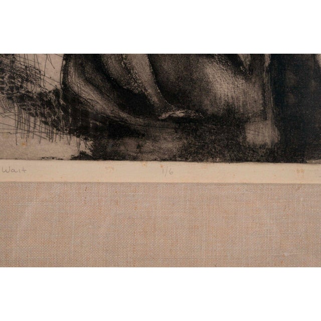 Black Sydney Glumb Taylor Ladies in Wait Signed Modern Figurative Etching 1/6 Framed For Sale - Image 8 of 10