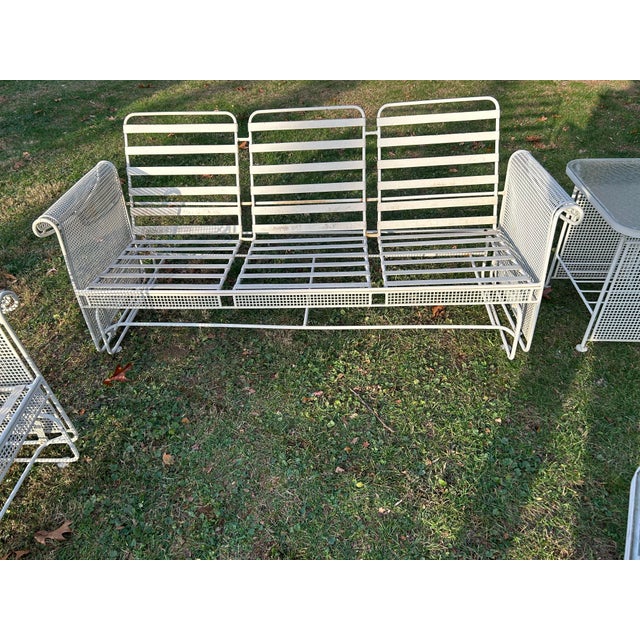 Vintage Woodard Conversation Seating, Ottoman, & Tables, Attributed, 6 Pieces For Sale - Image 11 of 12