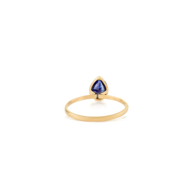 Ink Blue Everyday Wear 14k Gold Blue Sapphire Birthstone Ring Size 5 For Sale - Image 8 of 13