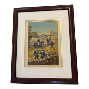 Vintage 1890’s United States Army Color Lithograph by the Werner Company in Akron Ohio, Framed