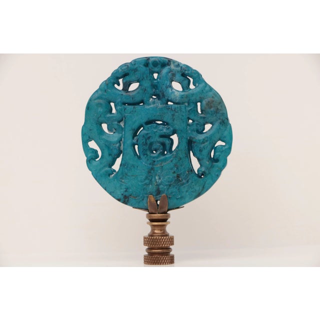 Chinese Chinese Carved Stone Yue Axe Lamp Finial on Bronze Hardware For Sale - Image 3 of 4