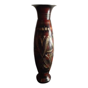 Antique 1890 Ottoman Champlave Mixed Metal Fluted Vase