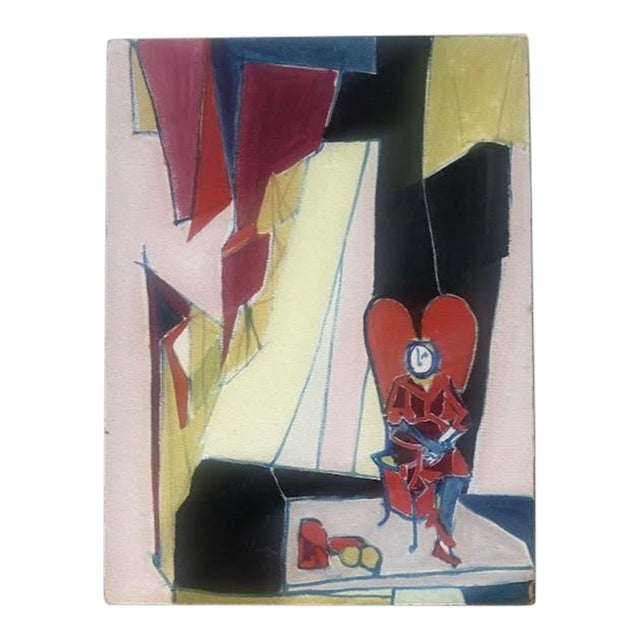 Vintage Oil on Corkboard For Sale
