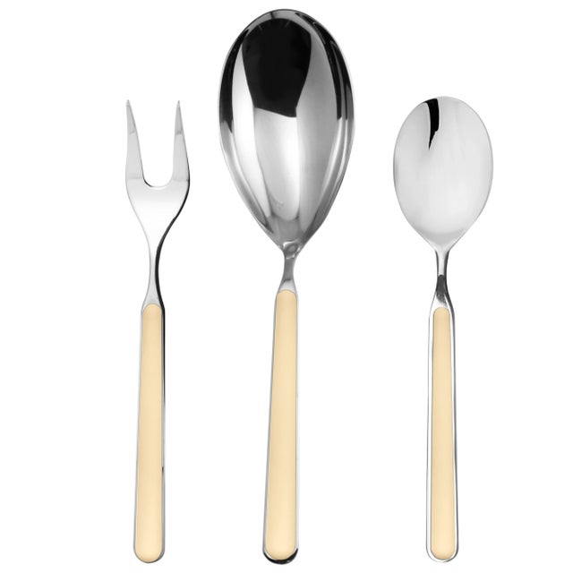 Contemporary Mepra Fantasia 3-Piece Serving Set, Vanilla For Sale - Image 3 of 5