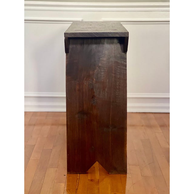 Brown Antique Primitive Farmhouse Walnut Mortised Narrow Console or Workbench For Sale - Image 8 of 12