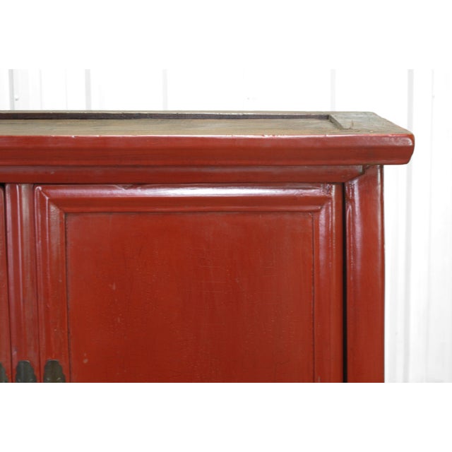 Late 19th Century 52" Tall China Red Cabinet Armoire For Sale - Image 5 of 13