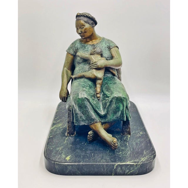 Verdigris Mother and Child – Bronze Sculpture by Martin González Perez, Signed & Numbered For Sale - Image 8 of 18