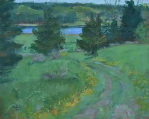 "Path to the River" Contemporary Plein Air Acrylic Painting by Stephen Remick