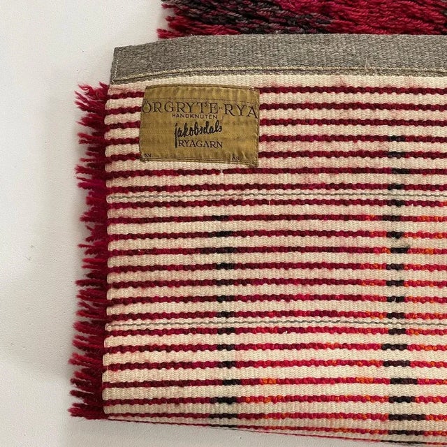 Abstract Scandinavian High Pile Örgryte Rya Rug Carpet, Sweden, 1960s For Sale - Image 17 of 18