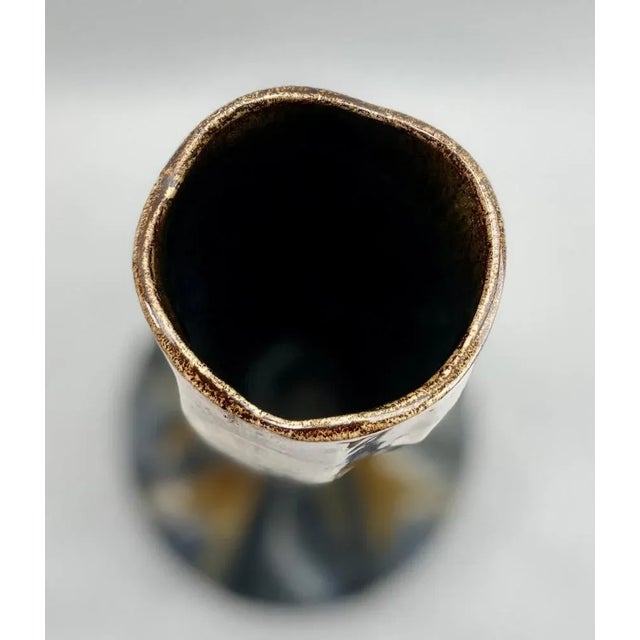 Gold Large Art Nouveau Handmade and Hand Glazed Soliflore Vase, 1930s For Sale - Image 8 of 12