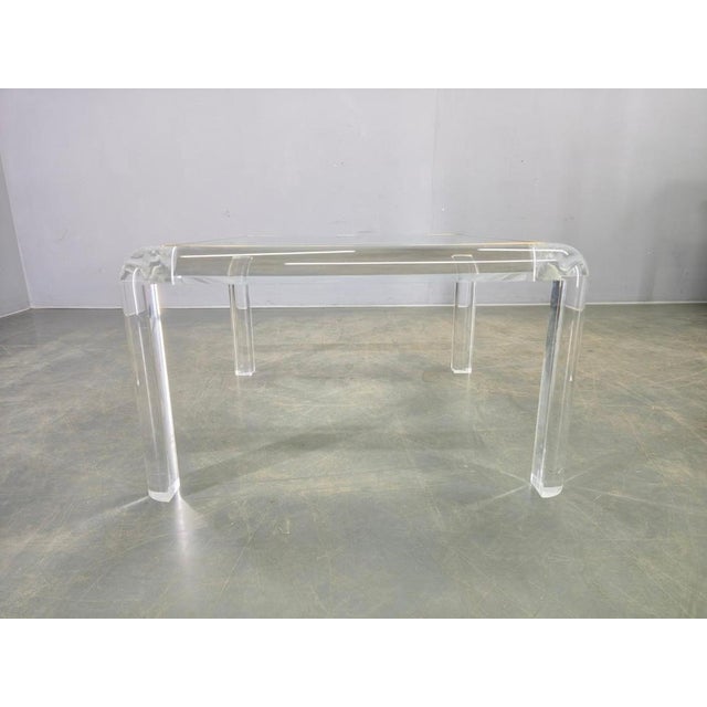 Italian Acrylic, Brass, and Glass Coffee Table, 1980s For Sale - Image 3 of 9