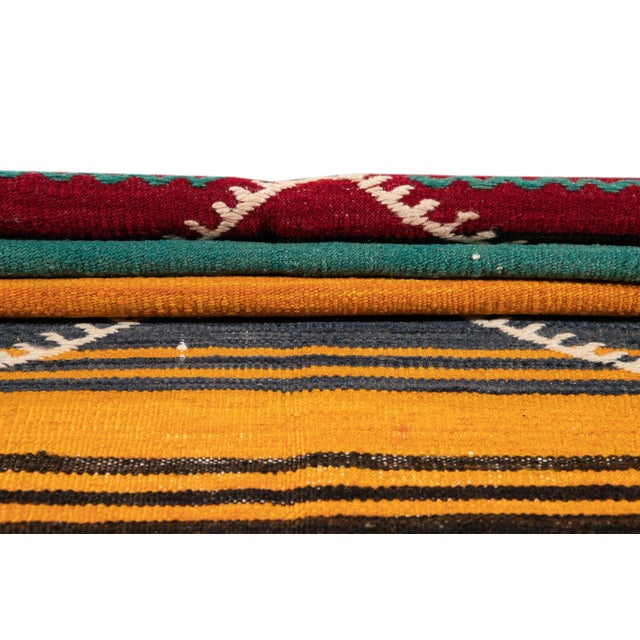Vnitage Persian Kilim Handmade Multicolor Tribal Wool Runner For Sale - Image 9 of 11