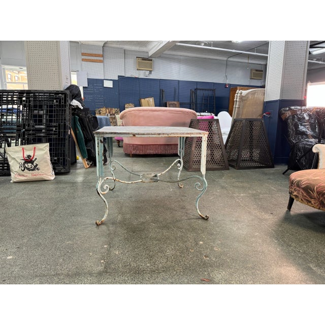 19th Century French Wrought Iron Square Garden Table For Sale - Image 4 of 5