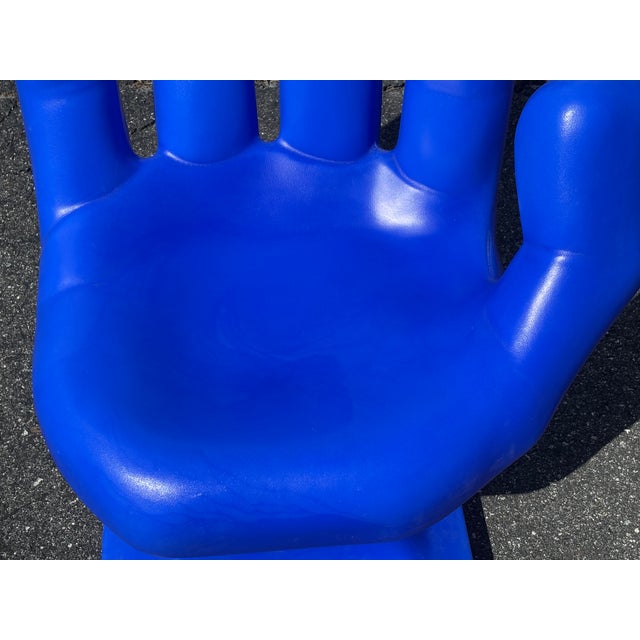 Late 20th C. Moulded Blue Hand Chair on Pedestal For Sale - Image 9 of 13