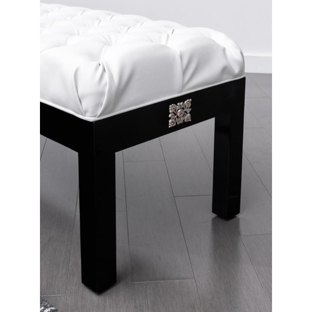 Hollywood Glam White Faux Leather Tufted Bench Chairish