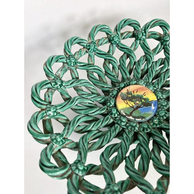 Ceramic Green Ceramic Fruit Basket, France, 1970 For Sale - Image 7 of 11