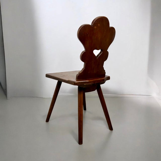 A Swiss Alpine Folk Art Escabelle Chair, 1890s For Sale - Image 6 of 8