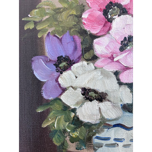 Vintage Original Flower Oil Painting, Signed Floral Still Life For Sale - Image 11 of 12