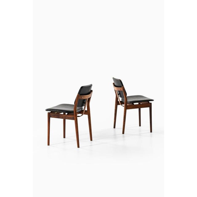 Wood Dining Chairs in Leather and Rosewood attributed to Arne Vodder, 1960s, Set of 6 For Sale - Image 7 of 12
