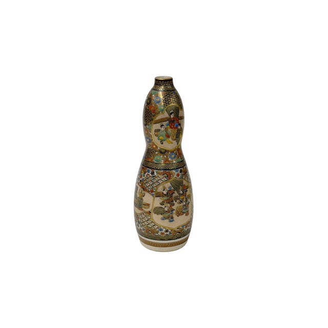 Vintage Asian Gourd Shape Artistic Intricate Graphic Porcelain Mini Vase Art For Sale In San Francisco - Image 6 of 15