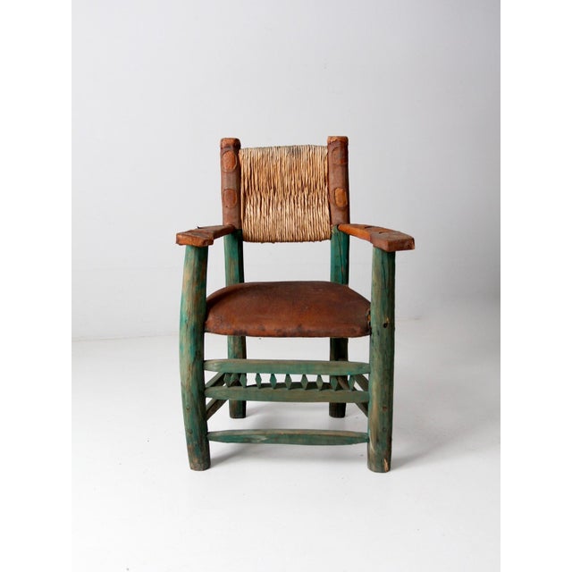 Farmhouse Vintage Mexican Hacienda Chair, Sofa and Loveseat Set For Sale - Image 3 of 15