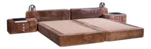 Guido Faleschini for I4 Mariani Tucroma Mid Century Suede Leather King Platform Bed With Nightstands