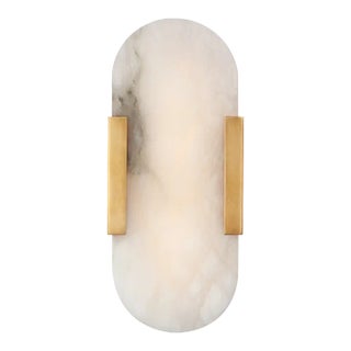 Kelly Wearstler for Visual Comfort Signature Melange 10" Elongated Sconce in Antique-Burnished Brass with Alabaster For Sale