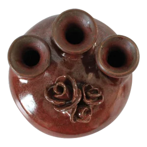 Mid-Century Studio Art Pottery 3-Stem Bud Vase