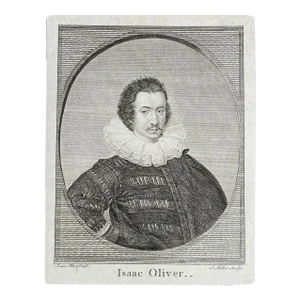 Antique Portrait Engraving of Artist Isaac Oliver