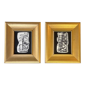 2 Contemporary Original Wayne Cunningham Abstract Marker Drawings- Set of Two