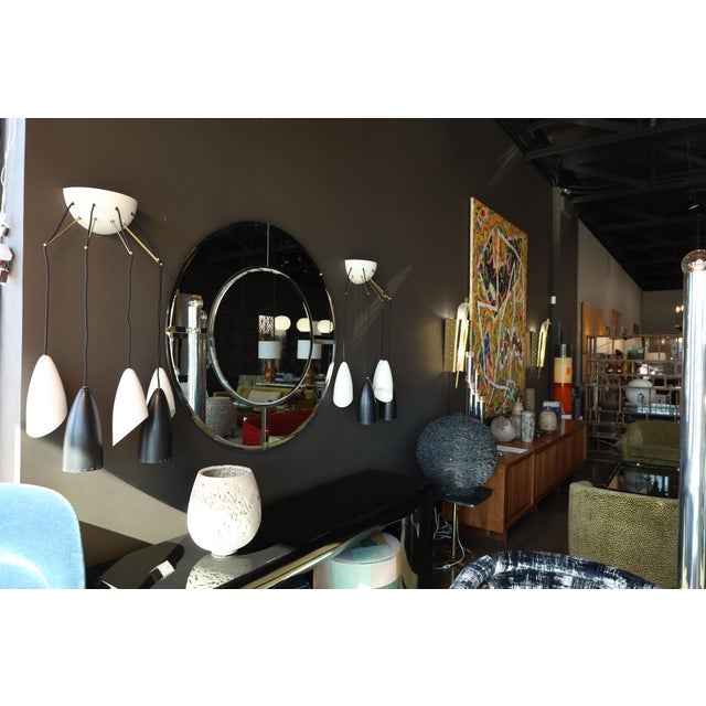 1970s Roberto Giulio Rida Five Arm Cone Sconces in Black and White With Brass Fittings - a Pair For Sale In Dallas - Image 6 of 8