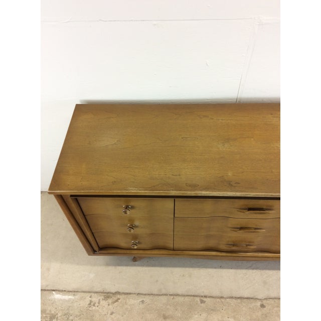 Mid-Century Modern Mid Century Modern Lowboy Dresser With Brass Hardware For Sale - Image 3 of 12