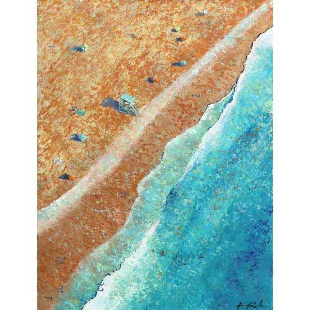 Beach From Above Ii - Coastal Waterscape Beach Scene Painting on Canvas - Original Artwork by Kathleen Keifer For Sale - Image 10 of 10