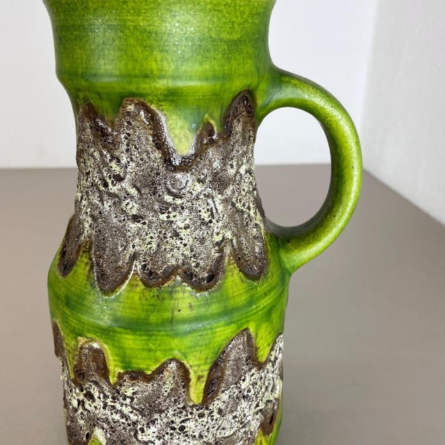 Brutalist Fat Lava Green Ceramic Vases attributed to Dümler and Breiden, Germany, 1970s For Sale - Image 10 of 18