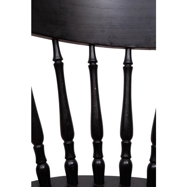 Vintage Windsor Style Spindle-Back Dining Chairs in Black Oak, 1960, Set of 6 For Sale - Image 10 of 12