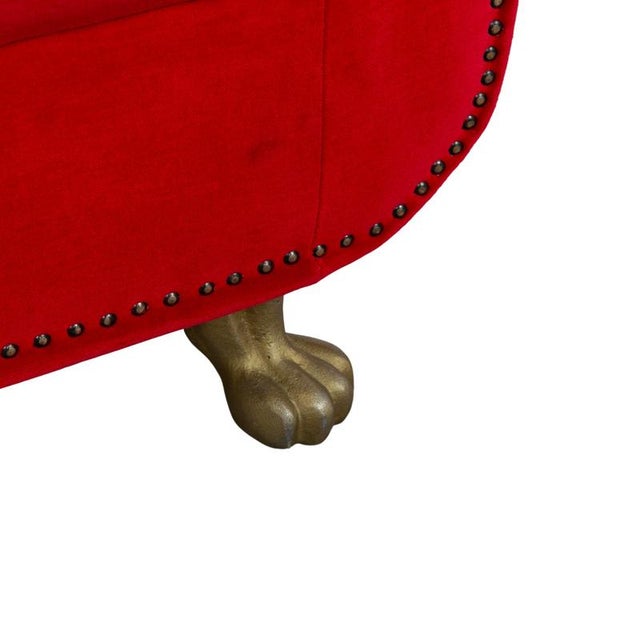 Gaudi Armchair in Red Velvet with Lions Paws from Bretz For Sale - Image 4 of 13